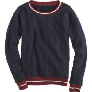 NWT J.Crew navy tipped crew neck sweatshirt small